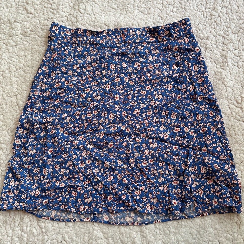 Madewell Blue Ruched Pencil Mini Skirt
